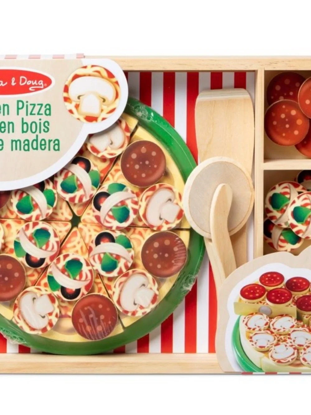 Melissa & Doug Wooden Pizza Playset - Green and Red